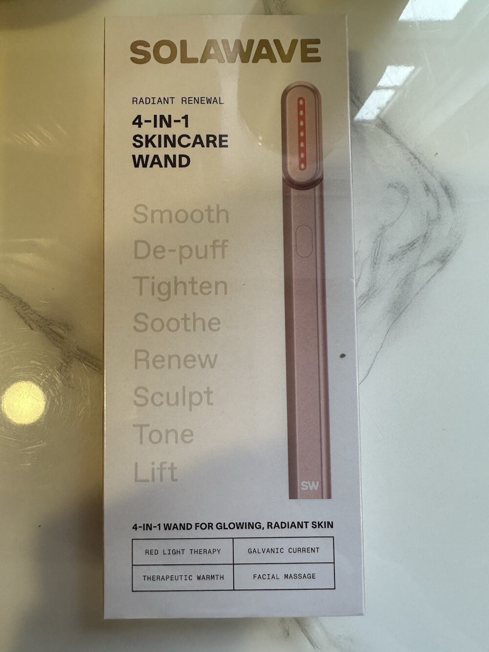 Solawave Radiant Renewal 4-in-1 Skincare Wand Red Light Therapy Rose NEW Sealed